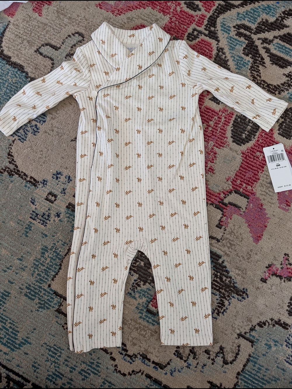 Ralph Lauren Cream One-Piece Bodysuit with Tan Floral Print